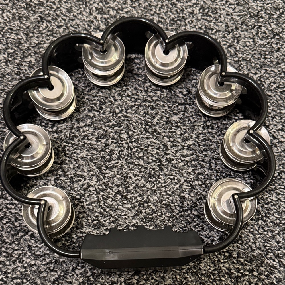Black Tambourine with Silver Jingles